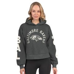 Starter Women's Star Player Cropped Fleece Pullover Hoodie - Baltimore Ravens Hoodies
