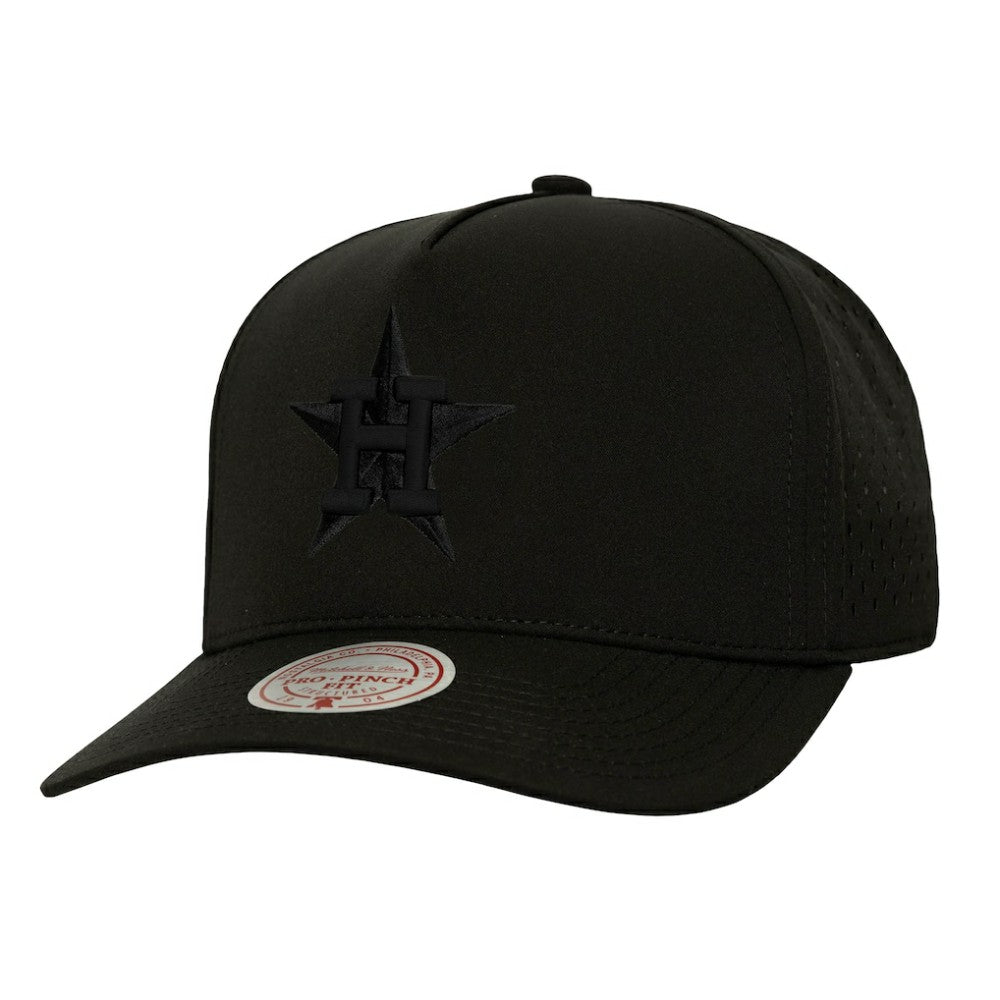 Black Houston Astros Mitchell & Ness Perfect Icon Pro Pinch Snapback Hat