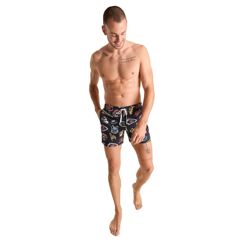 Chubbies The Neon 5.5" Classic Lined Swim Trunks - Kansas City Chiefs