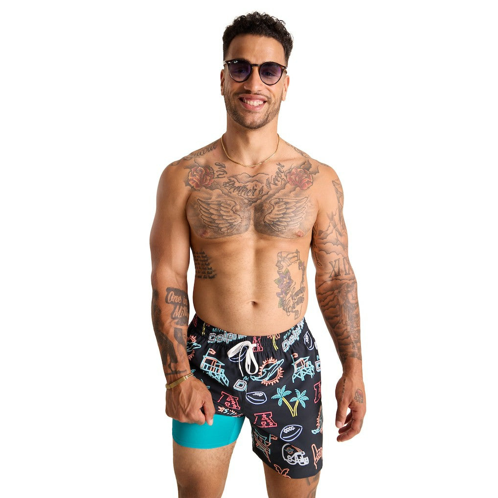 Chubbies The Neon 5.5" Classic Lined Swim Trunks - Miami Dolphins