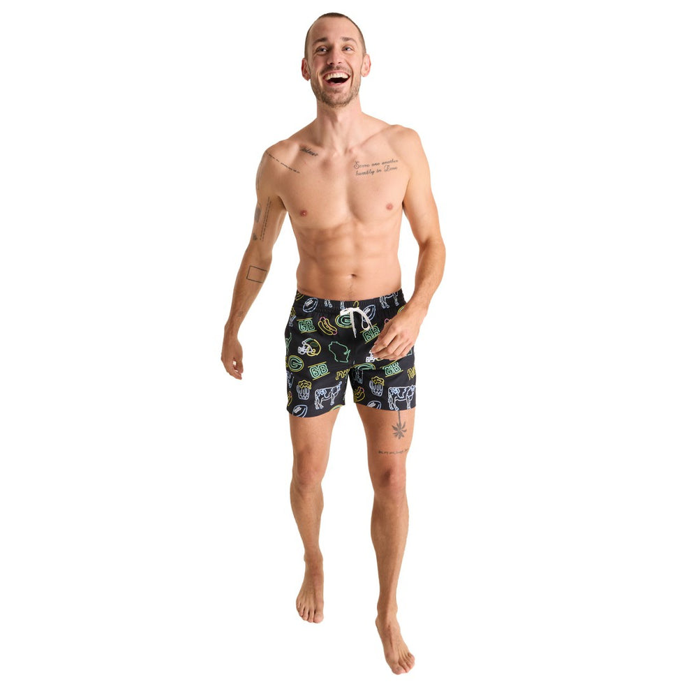 Chubbies The Neon 5.5" Classic Lined Swim Trunks - Green Bay Packers