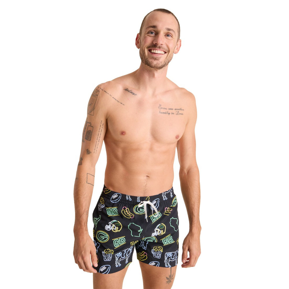 Chubbies The Neon 5.5" Classic Lined Swim Trunks - Green Bay Packers