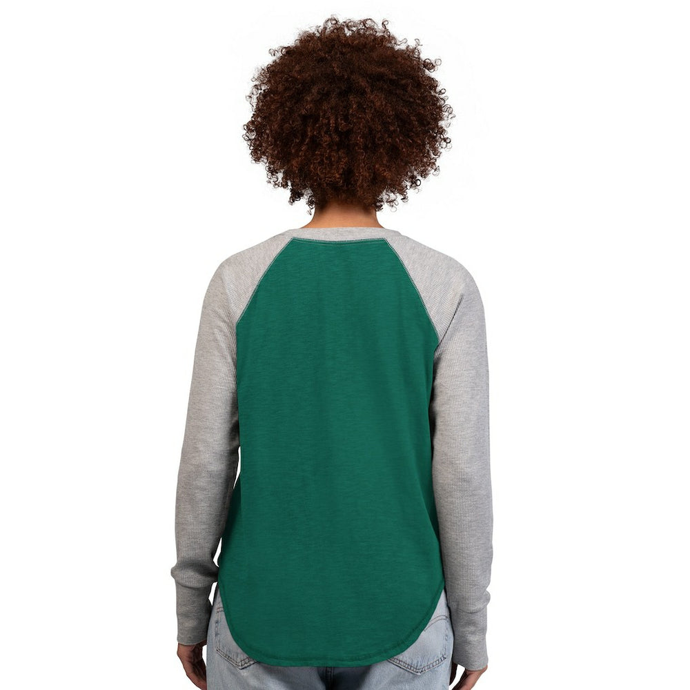 G-III 4Her by Carl Banks Women's Waffle Knit Raglan Long-Sleeve T-Shirt - New York Jets T-shirts
