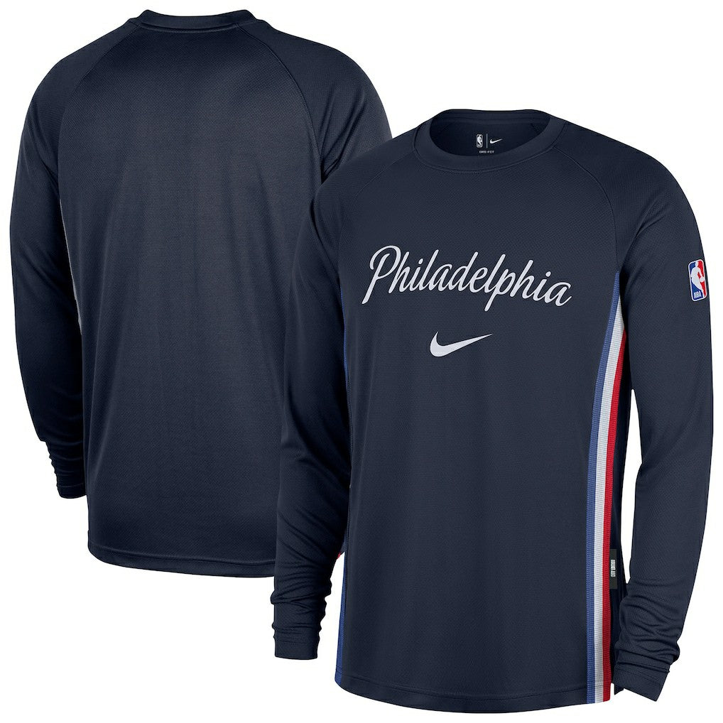 Nike Philadelphia 76ers 2025/26 City Edition Authentic Pregame Dri-FIT Long Sleeve Shooting T-Shirt