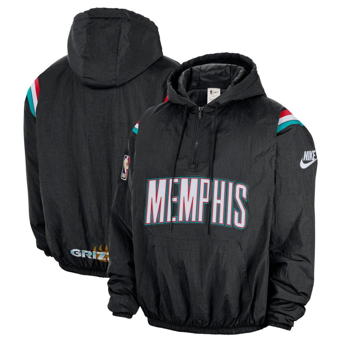 Nike Memphis Grizzlies Hardwood Classics Therma-FIT Half-Zip Hooded Windbreaker