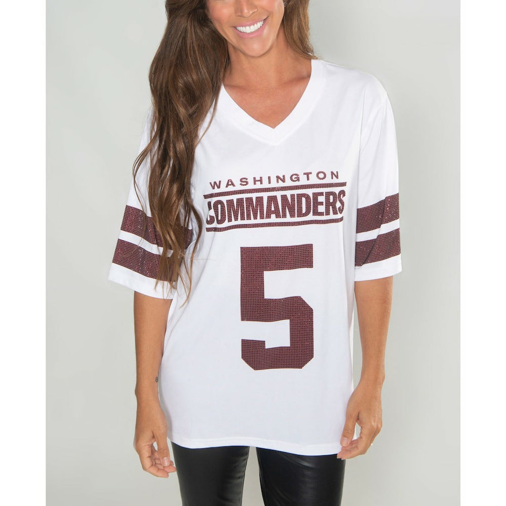 Jayden Daniels  Cuce Women's Crystal V-Neck Tunic - Washington Commanders