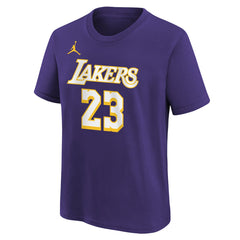 LeBron James Los Angeles Lakers Jordan Brand Youth Statement Edition Name & Number T-Shirt
