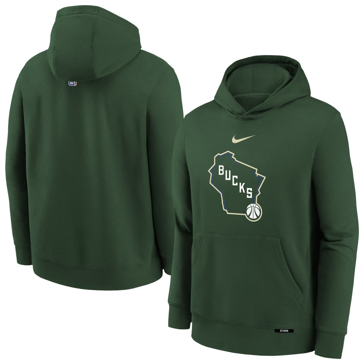 Nike Milwaukee Bucks Youth 2025/26 City Edition Club Fleece Pullover Hoodie