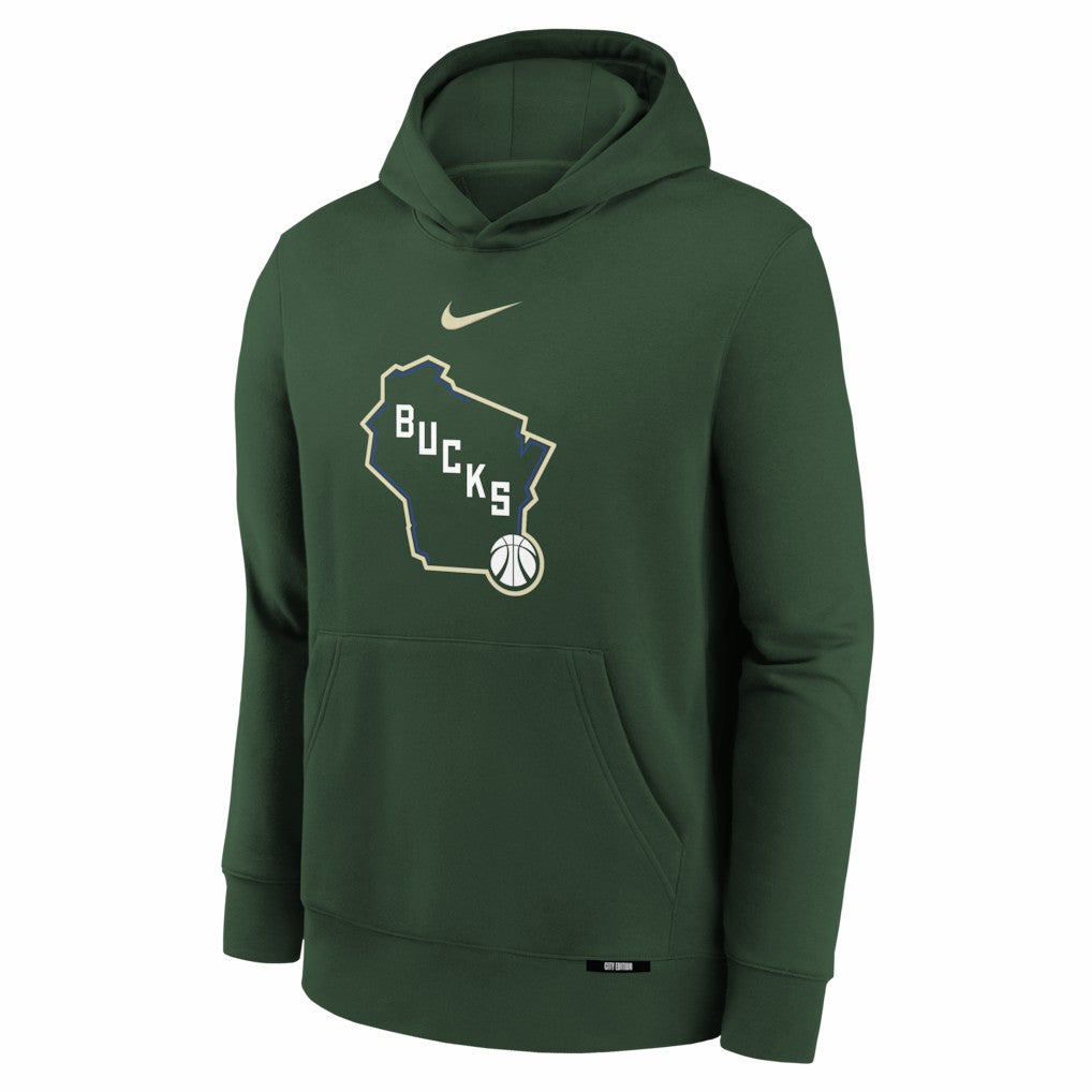 Nike Milwaukee Bucks Youth 2025/26 City Edition Club Fleece Pullover Hoodie