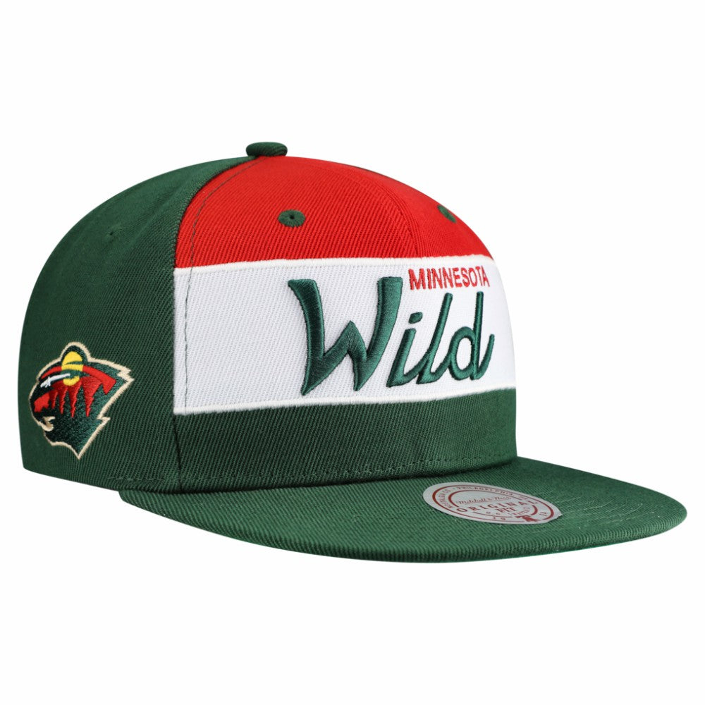 NHL Minnesota Wild Mitchell & Ness Retro Script Colorblock Snapback Hat