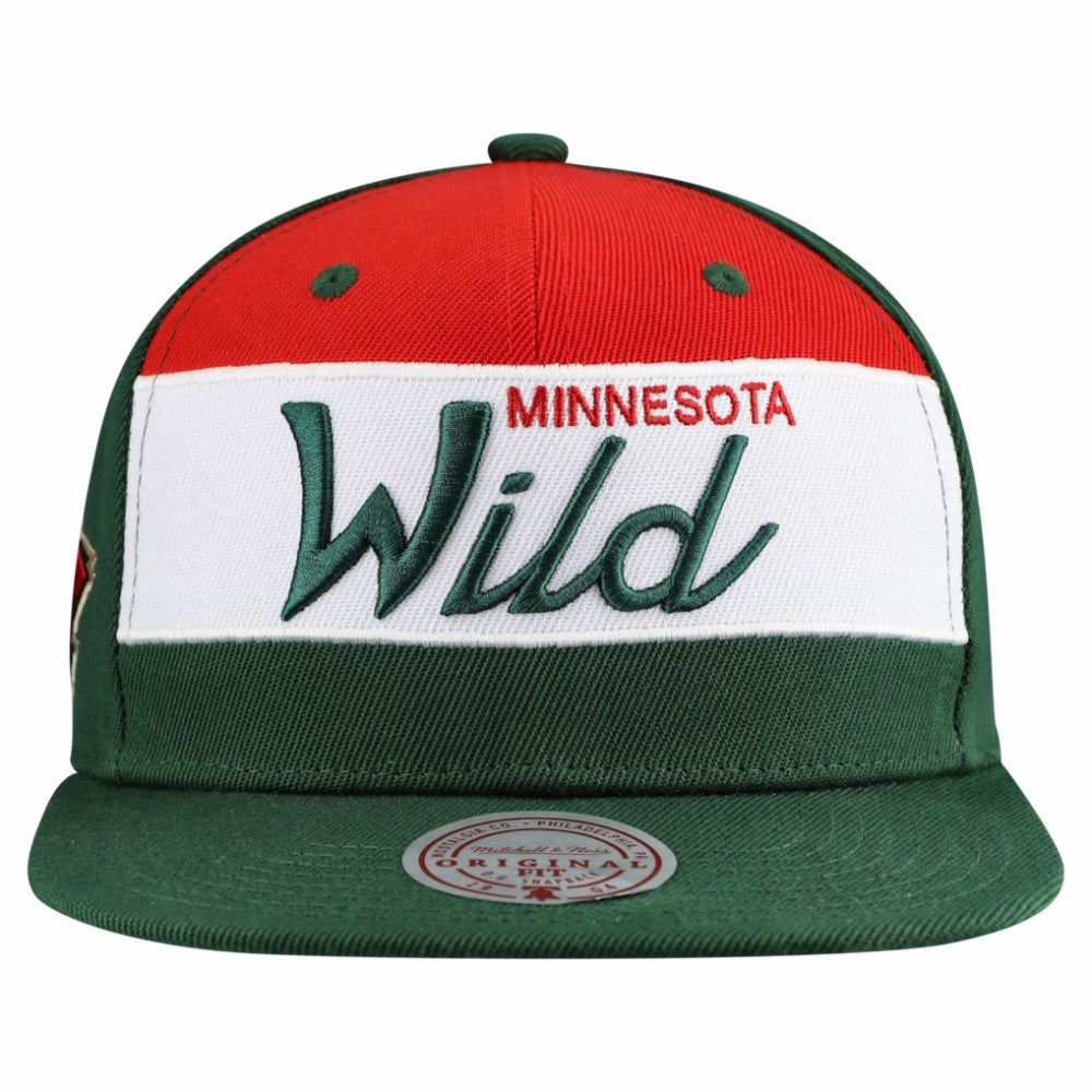 NHL Minnesota Wild Mitchell & Ness Retro Script Colorblock Snapback Hat