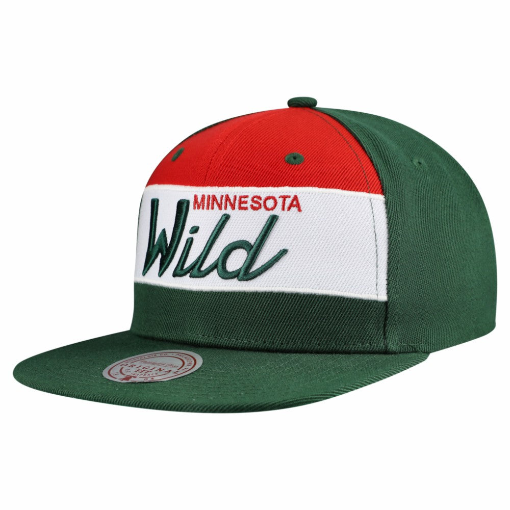 NHL Minnesota Wild Mitchell & Ness Retro Script Colorblock Snapback Hat