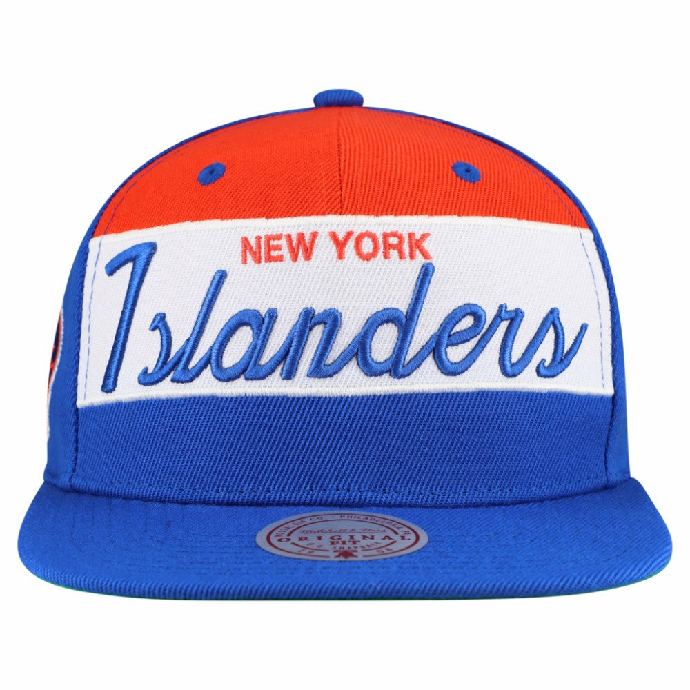 NHL New York Islanders Mitchell & Ness Retro Script Colorblock Snapback Hat