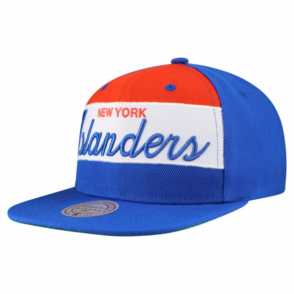 NHL New York Islanders Mitchell & Ness Retro Script Colorblock Snapback Hat