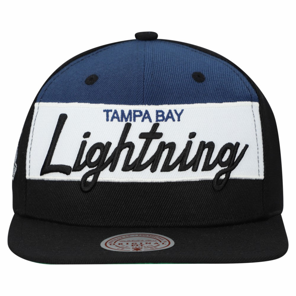 NHL Tampa Bay Lightning Mitchell & Ness Retro Script Colorblock Snapback Hat