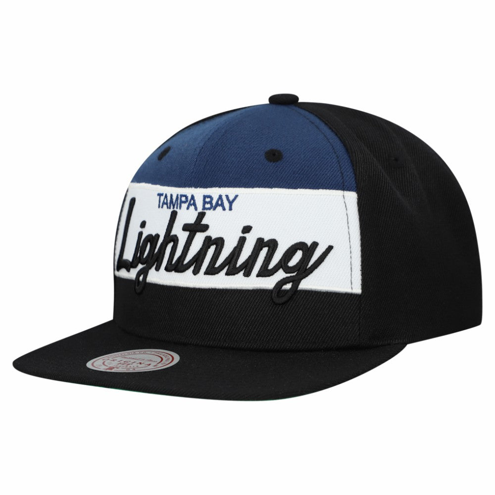 NHL Tampa Bay Lightning Mitchell & Ness Retro Script Colorblock Snapback Hat