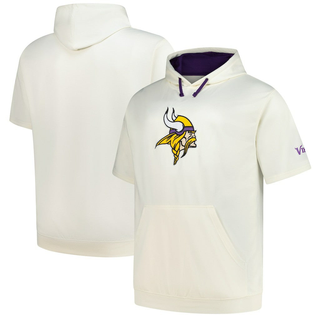 Profile Big & Tall Chest Print and Logo Short Sleeve Pullover Hoodie - Minnesota Vikings Hoodies