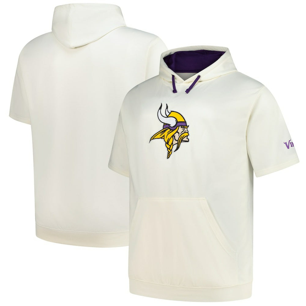 Profile Big & Tall Chest Print and Logo Short Sleeve Pullover Hoodie - Minnesota Vikings Hoodies
