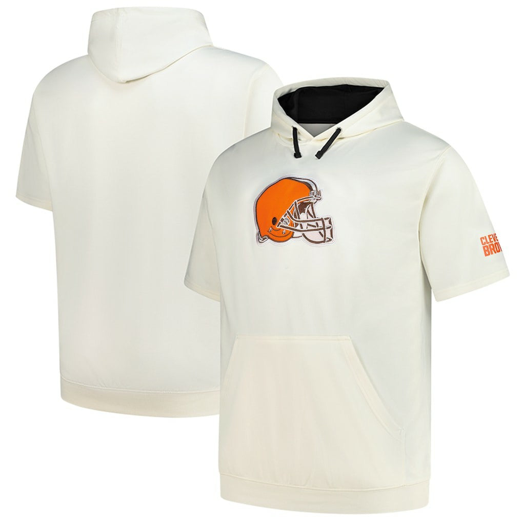 Profile Big & Tall Chest Print and Logo Short Sleeve Pullover Hoodie - Cleveland Browns Hoodies