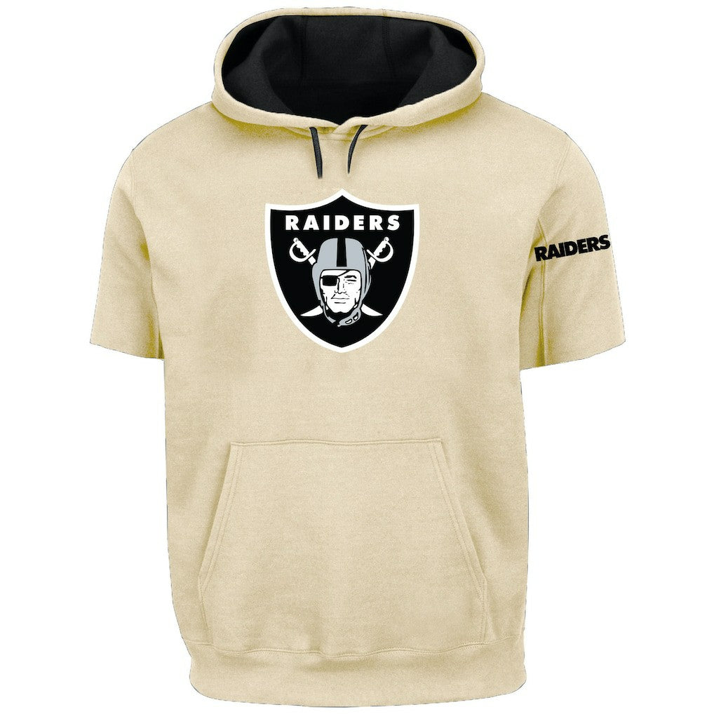 Profile Big & Tall Chest Print and Logo Short Sleeve Pullover Hoodie - Las Vegas Raiders Hoodies