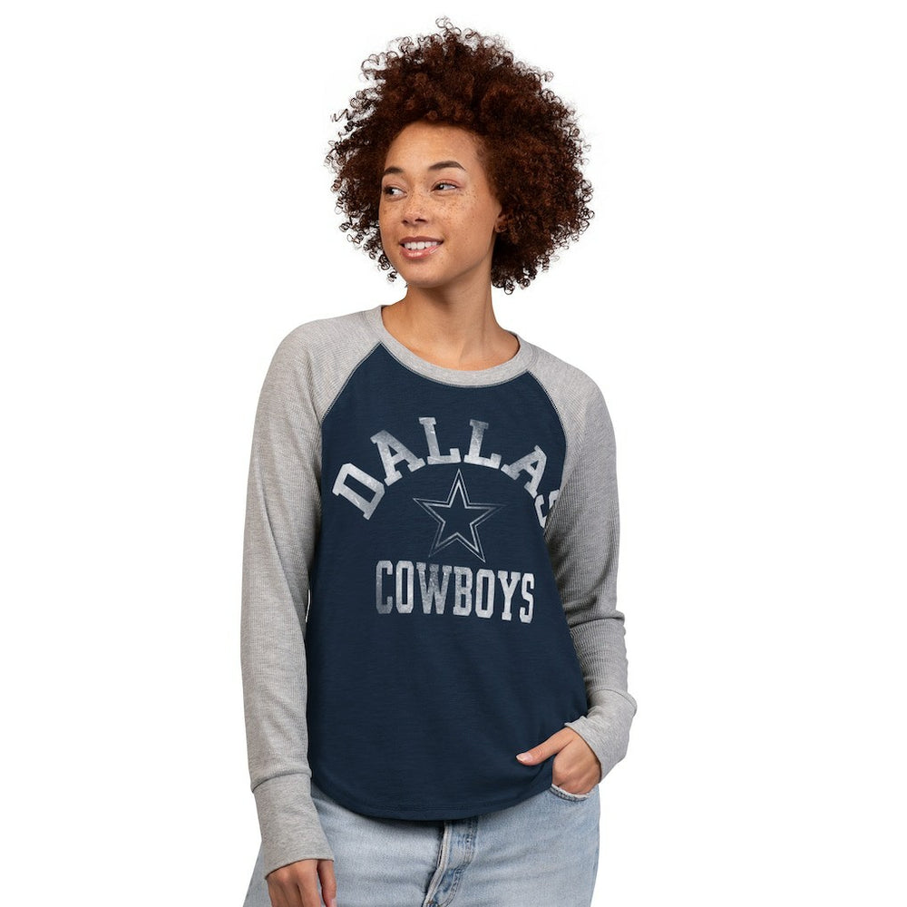 G-III 4Her by Carl Banks Women's Waffle Knit Raglan Long-Sleeve T-Shirt - Dallas Cowboys T-shirts