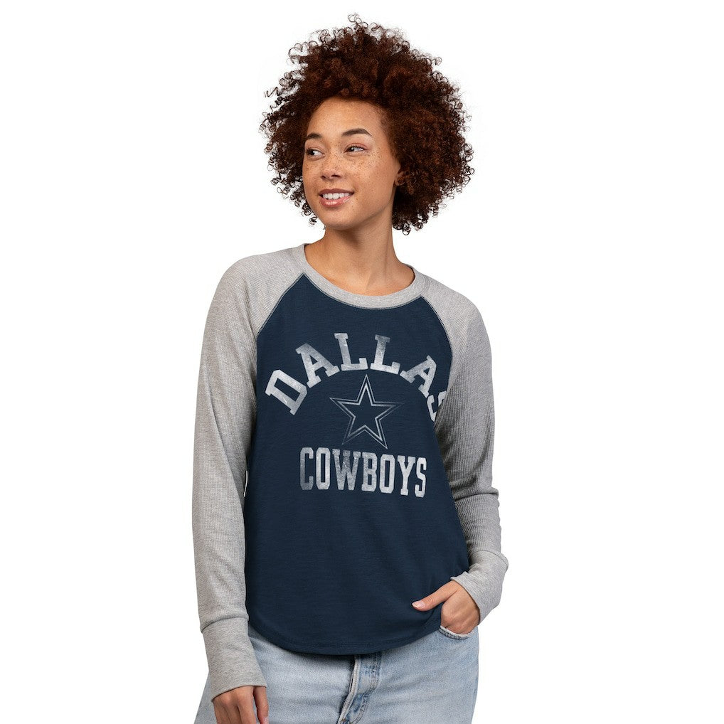 G-III 4Her by Carl Banks Women's Waffle Knit Raglan Long-Sleeve T-Shirt - Dallas Cowboys T-shirts
