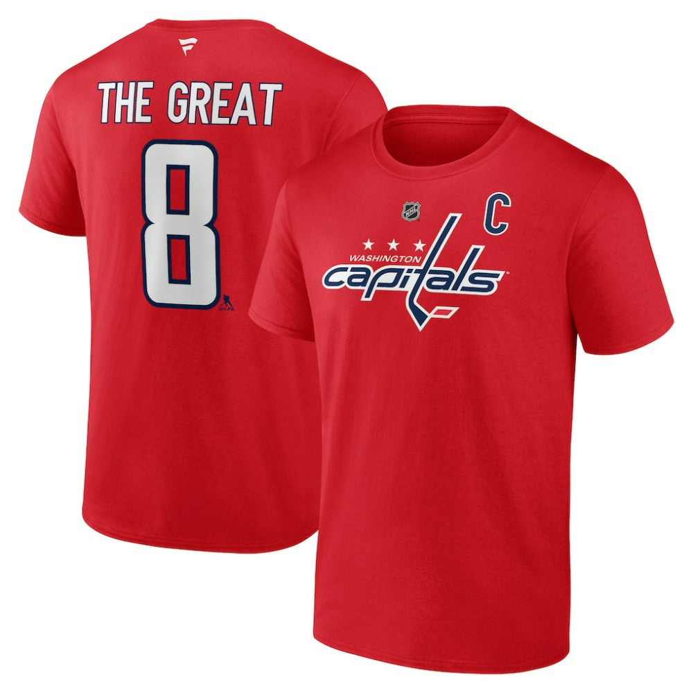 NHL Alexander Ovechkin Washington Capitals Fanatics NHL All-Time Leading Goal Scorer The Great 8 Name & Number T-Shirt