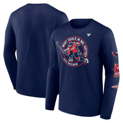 NHL Alexander Ovechkin Washington Capitals Fanatics NHL All-Time Leading Goal Scorer Badges Long Sleeve T-Shirt
