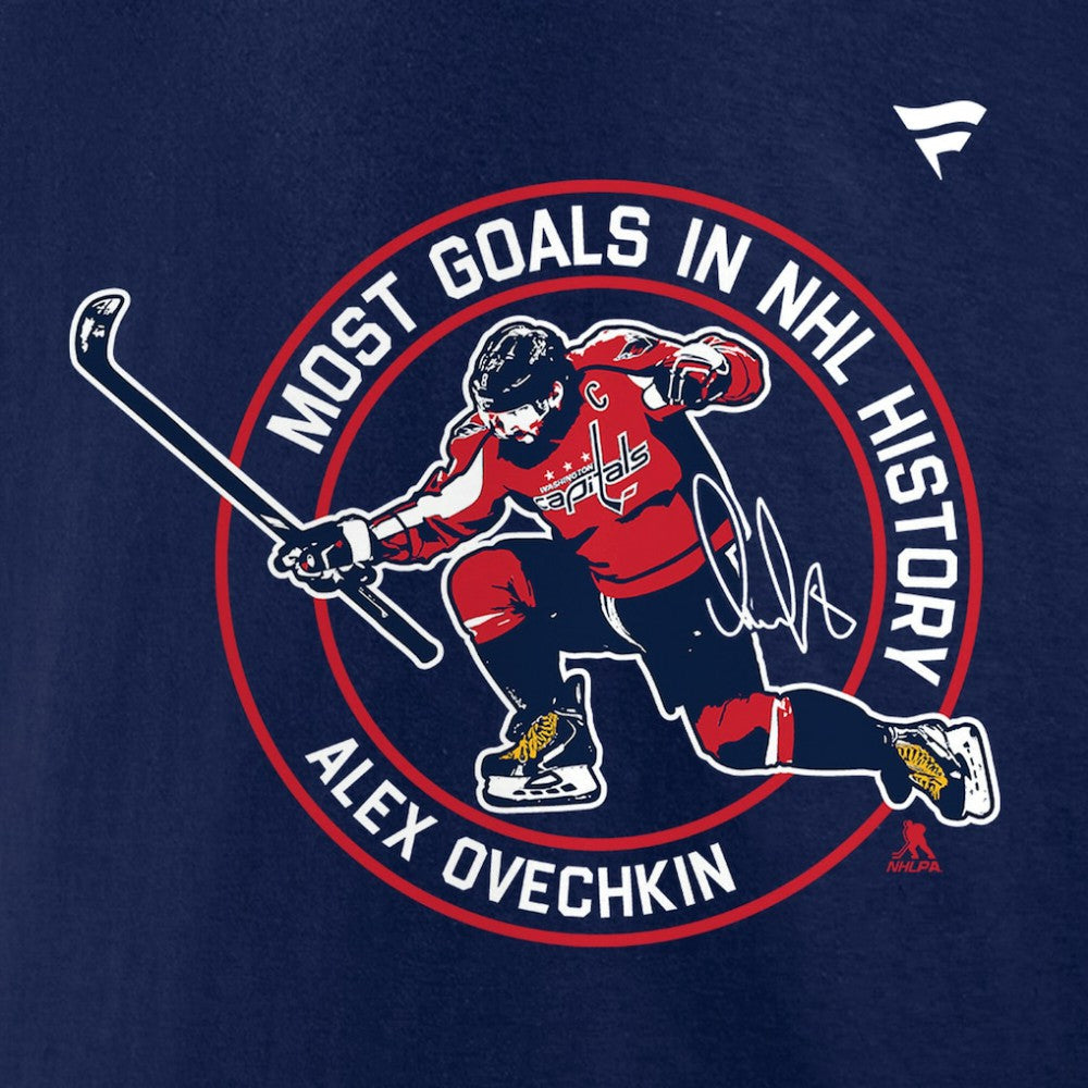 NHL Alexander Ovechkin Washington Capitals Fanatics NHL All-Time Leading Goal Scorer Badges Long Sleeve T-Shirt