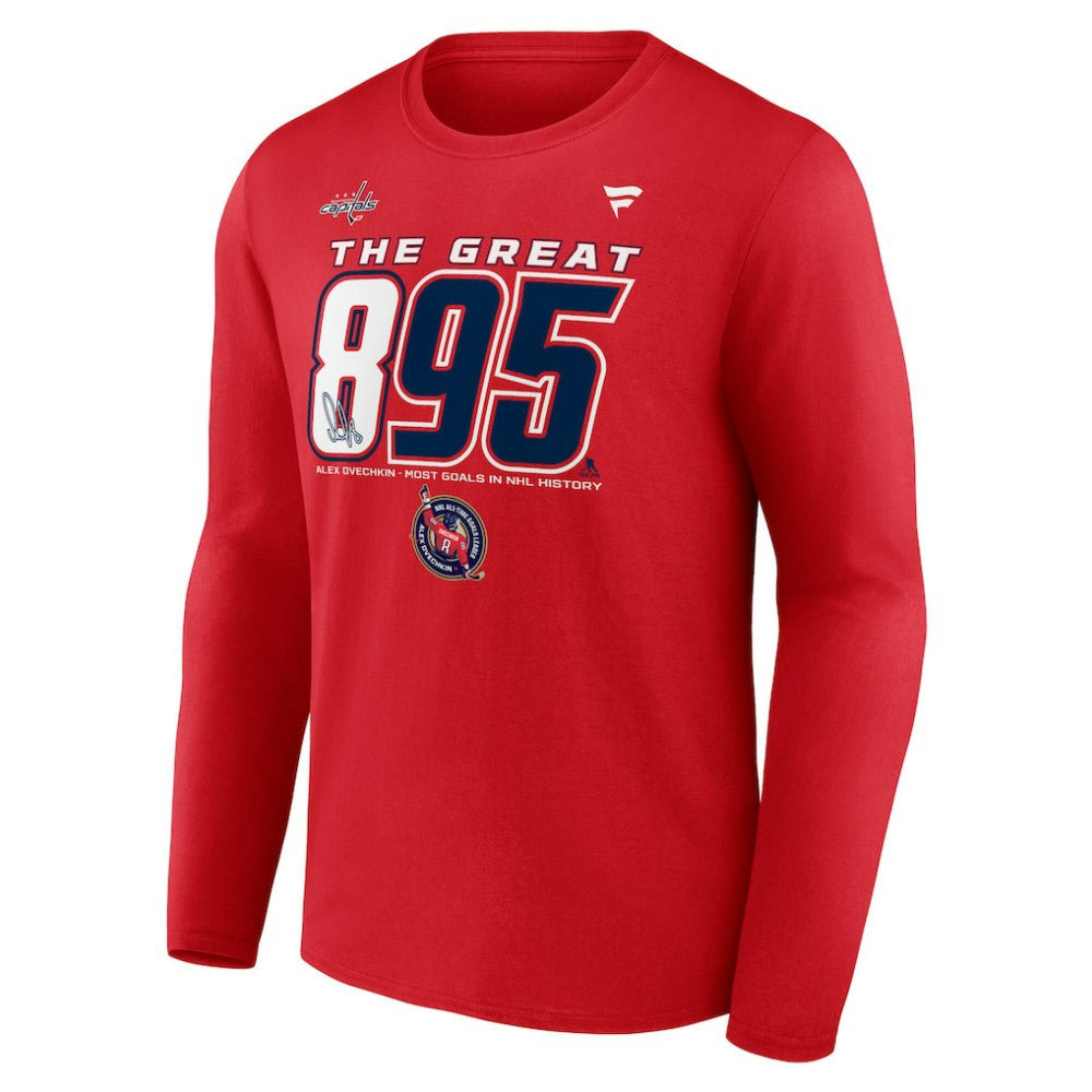 NHL Alexander Ovechkin Washington Capitals Fanatics NHL All-Time Leading Goal Scorer The Great 895 Long Sleeve T-Shirt