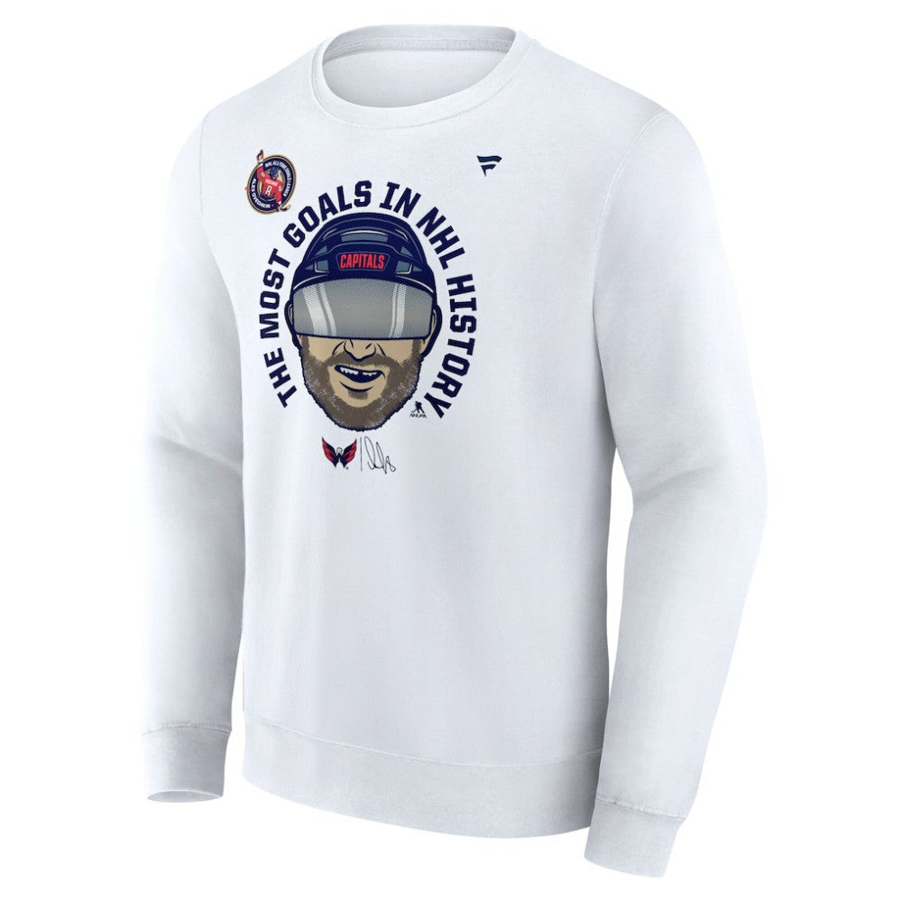NHL Alexander Ovechkin Washington Capitals Fanatics NHL All-Time Leading Goal Scorer GR8 Caricature Fleece Pullover Sweatshirt