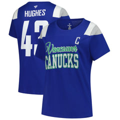 NHL Quinn Hughes Vancouver Canucks Fanatics Women's Plus Size Name & Number Scoop Neck T-Shirt