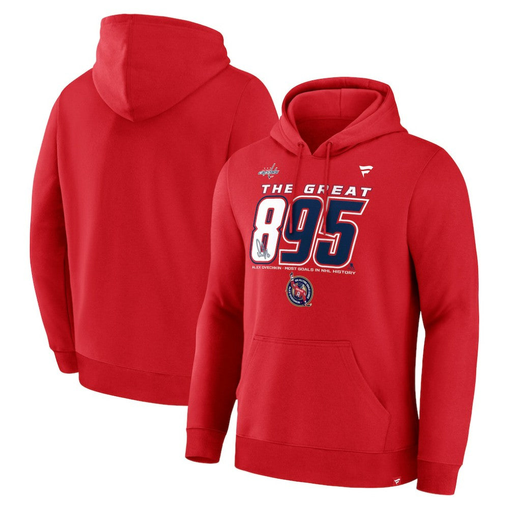 NHL Alexander Ovechkin Washington Capitals Fanatics NHL All-Time Leading Goal Scorer The Great 895 Pullover Hoodie