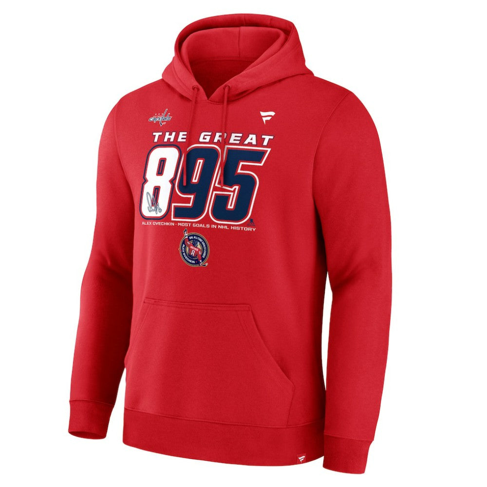 NHL Alexander Ovechkin Washington Capitals Fanatics NHL All-Time Leading Goal Scorer The Great 895 Pullover Hoodie