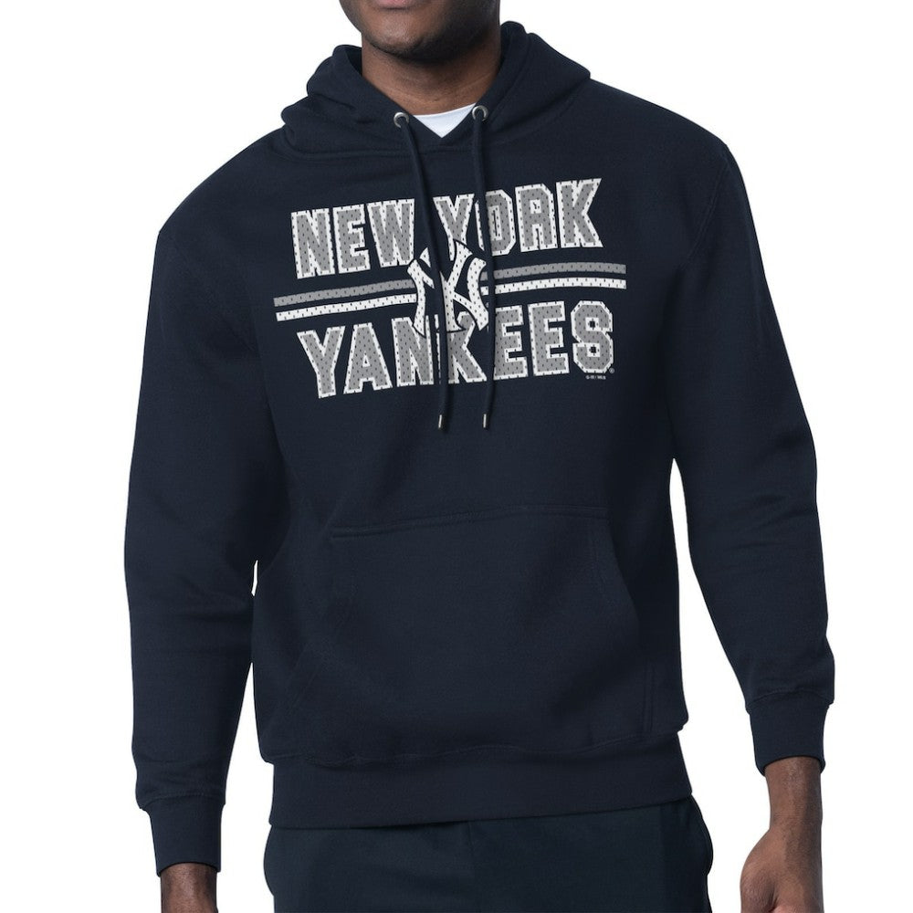 Navy New York Yankees Starter Team Mesh Print Graphic Pullover Hoodie