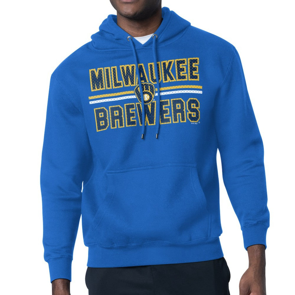 Royal Milwaukee Brewers Starter Team Mesh Print Graphic Pullover Hoodie