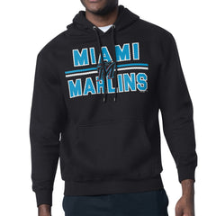Black Miami Marlins Starter Team Mesh Print Graphic Pullover Hoodie