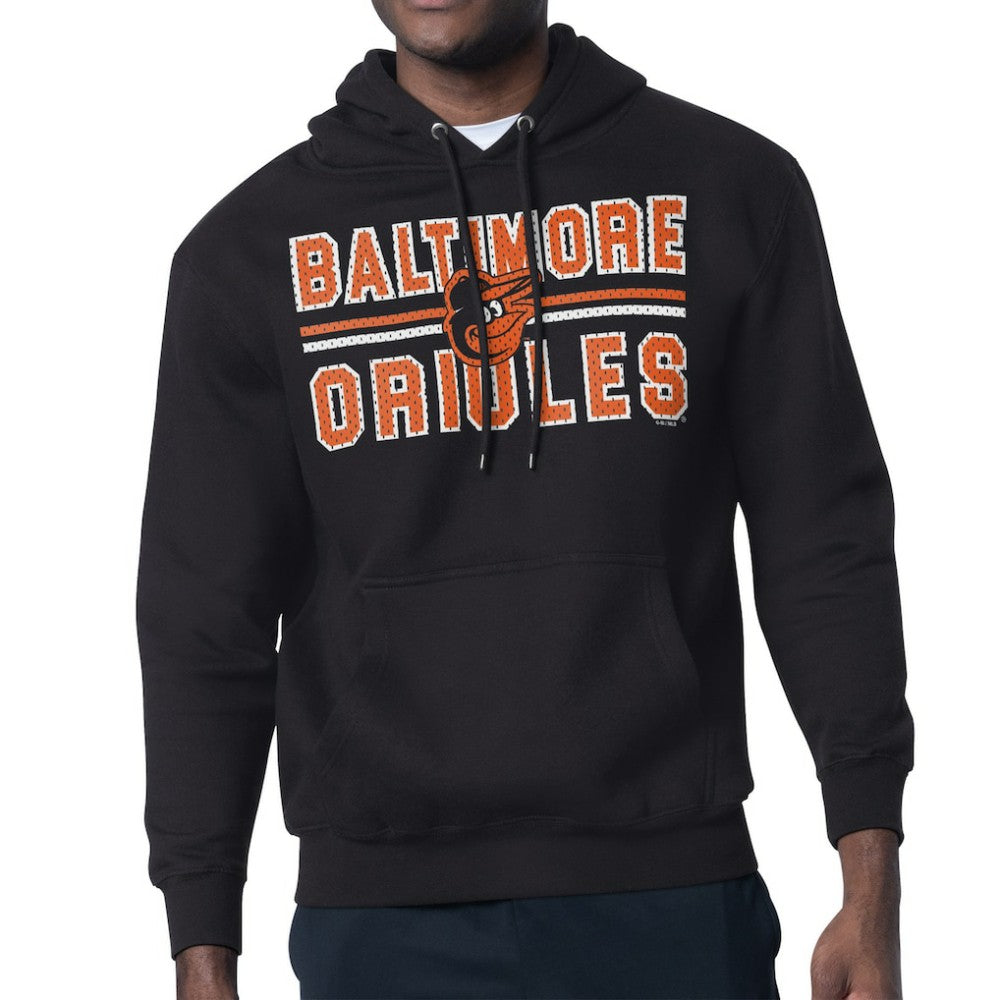 Black Baltimore Orioles Starter Team Mesh Print Graphic Pullover Hoodie