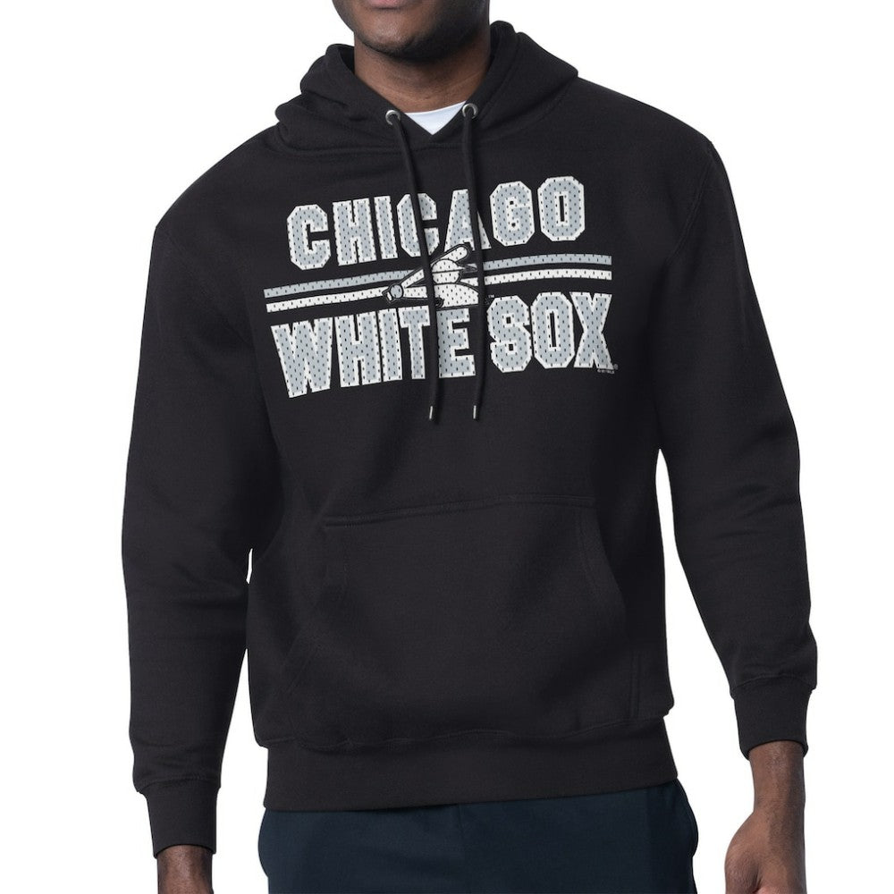 Black Chicago White Sox Starter Team Mesh Print Graphic Pullover Hoodie