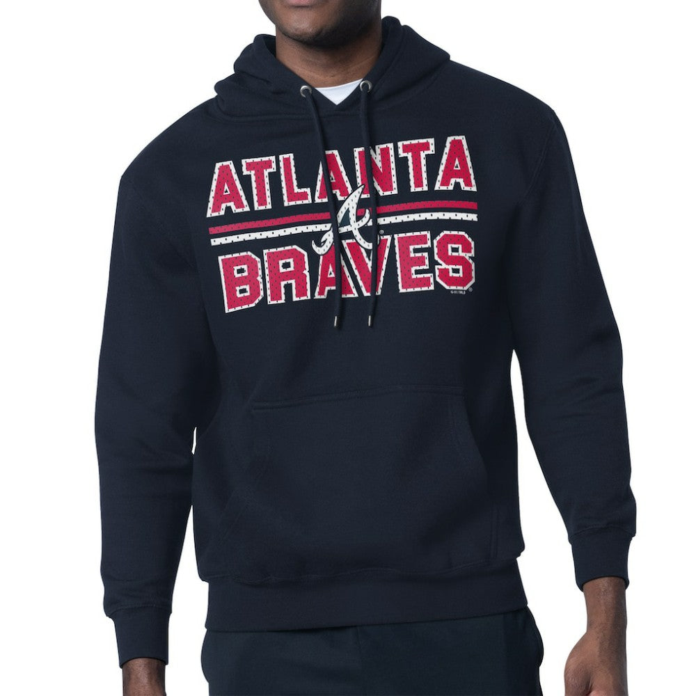 Navy Atlanta Braves Starter Team Mesh Print Graphic Pullover Hoodie