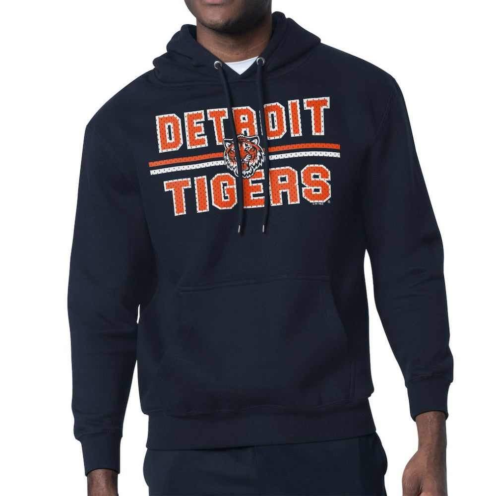 Navy Detroit Tigers Starter Team Mesh Print Graphic Pullover Hoodie