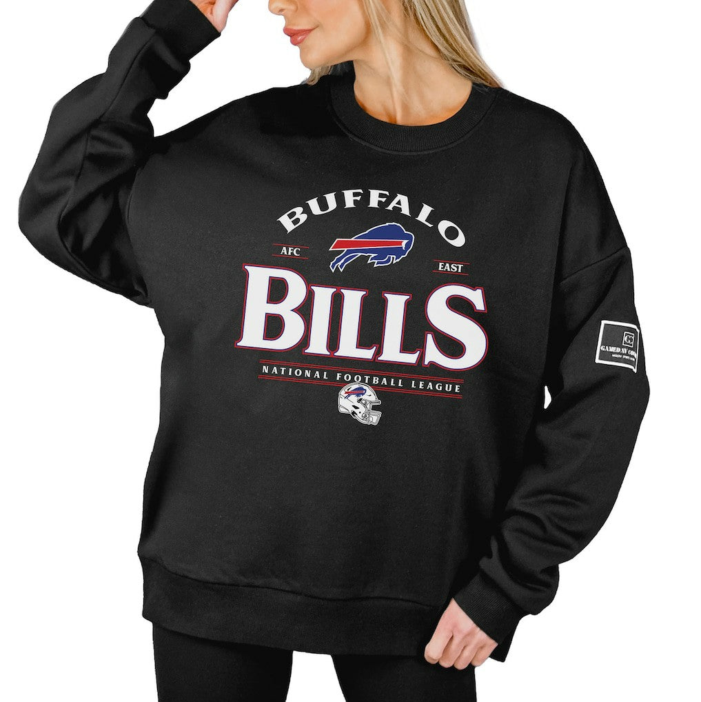 Gameday Couture Women's Oversized Players Only Black Label Pullover Sweatshirt - Buffalo Bills Pullover