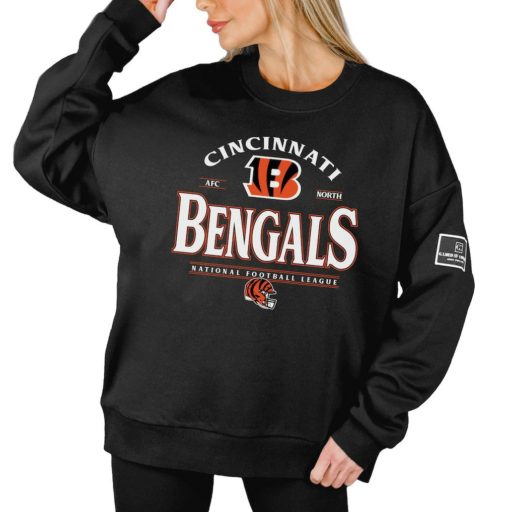 Gameday Couture Women's Oversized Players Only Black Label Pullover Sweatshirt - Cincinnati Bengals Pullover