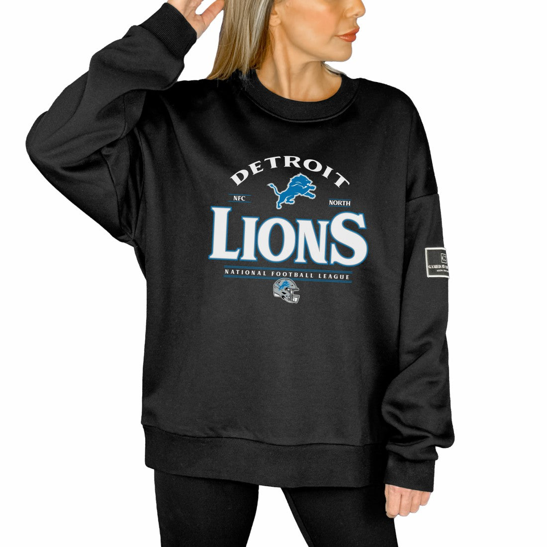 Gameday Couture Women's Oversized Players Only Black Label Pullover Sweatshirt - Detroit Lions Pullover