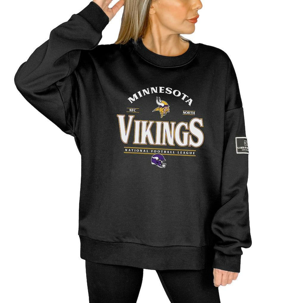 Gameday Couture Women's Oversized Players Only Black Label Pullover Sweatshirt - Minnesota Vikings Pullover
