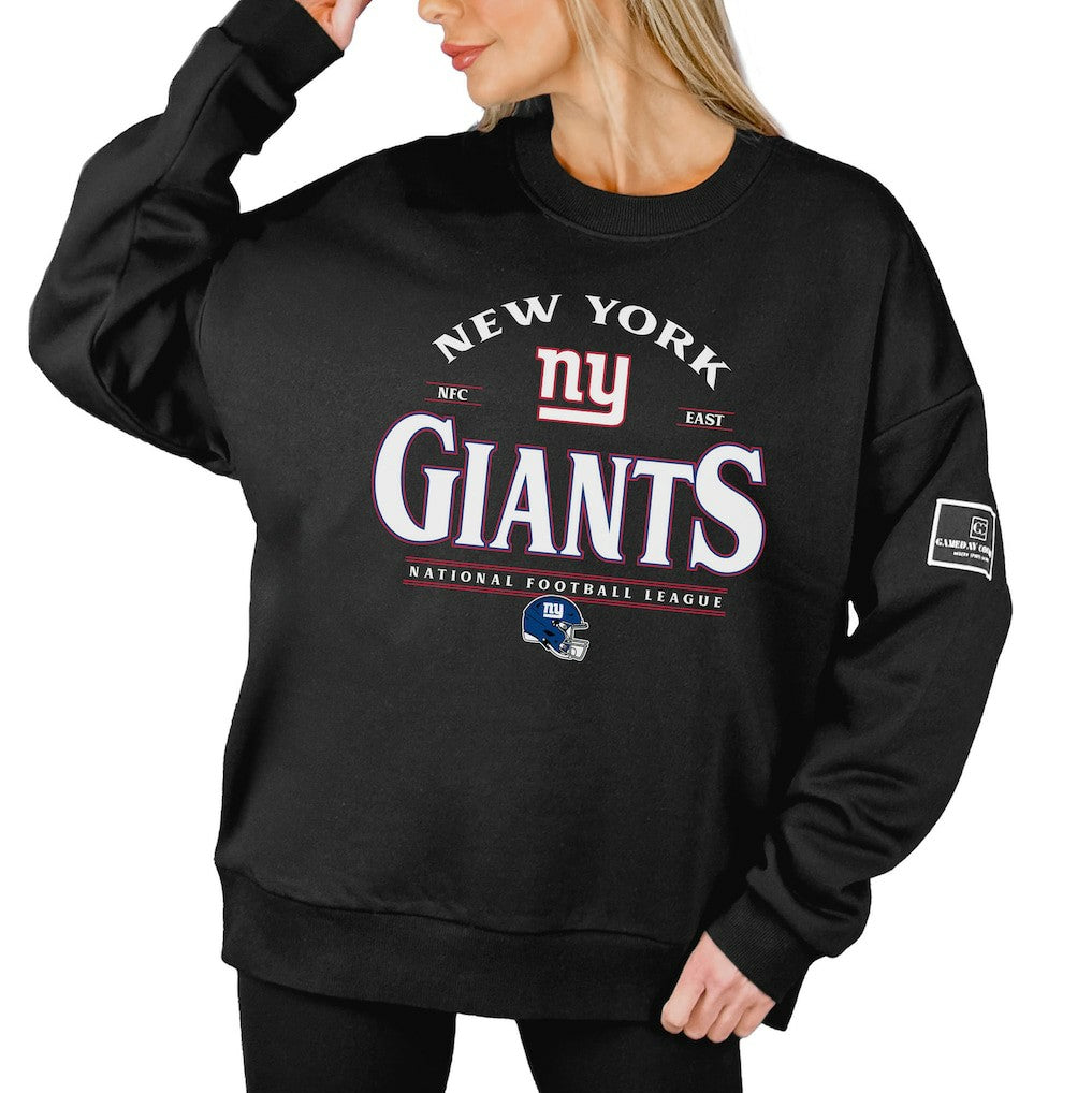 Gameday Couture Women's Oversized Players Only Black Label Pullover Sweatshirt - New York Giants Pullover