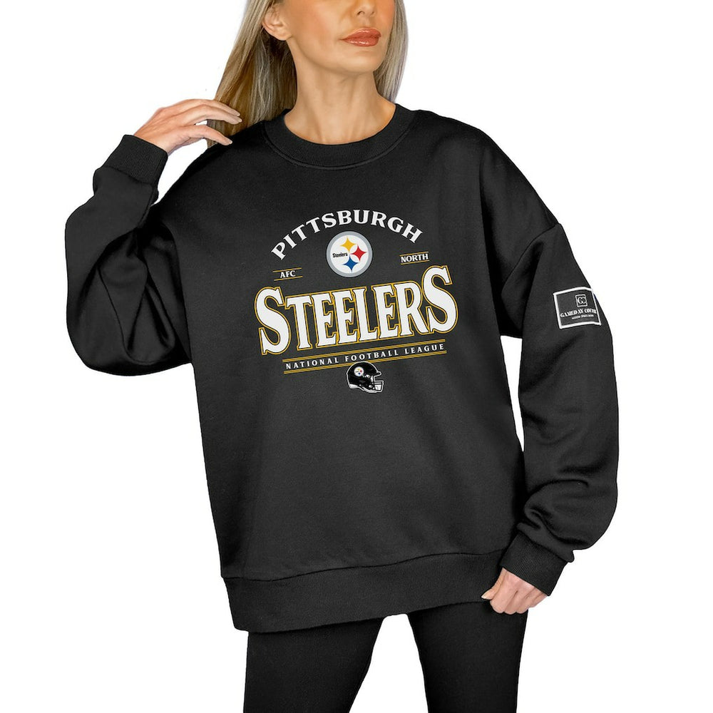 Gameday Couture Women's Oversized Players Only Black Label Pullover Sweatshirt - Pittsburgh Steelers Pullover
