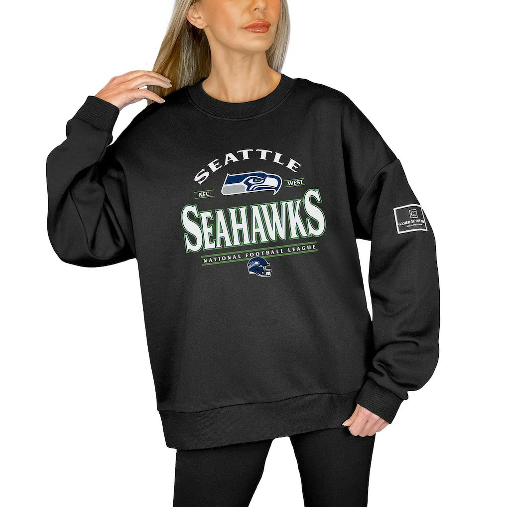 Gameday Couture Women's Oversized Players Only Black Label Pullover Sweatshirt - Seattle Seahawks Pullover