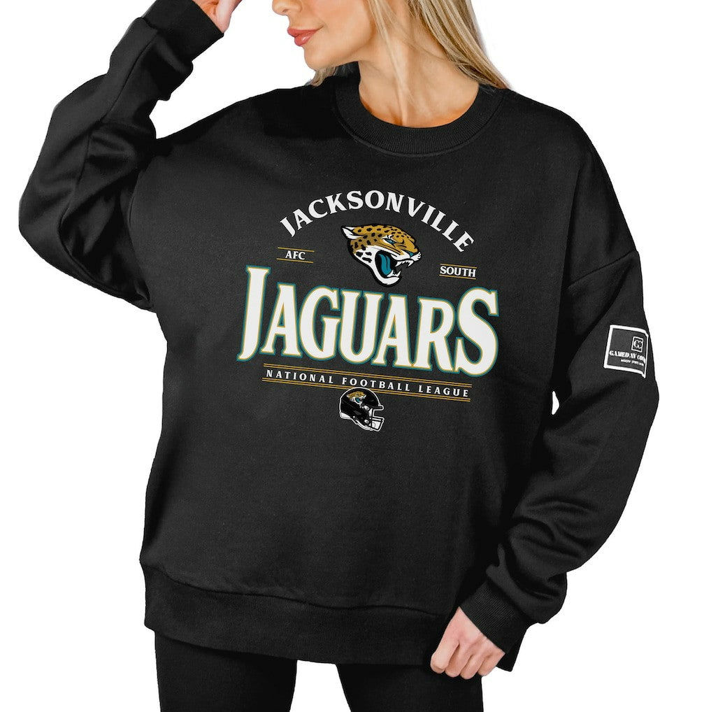 Gameday Couture Women's Oversized Players Only Black Label Pullover Sweatshirt - Jacksonville Jaguars Pullover