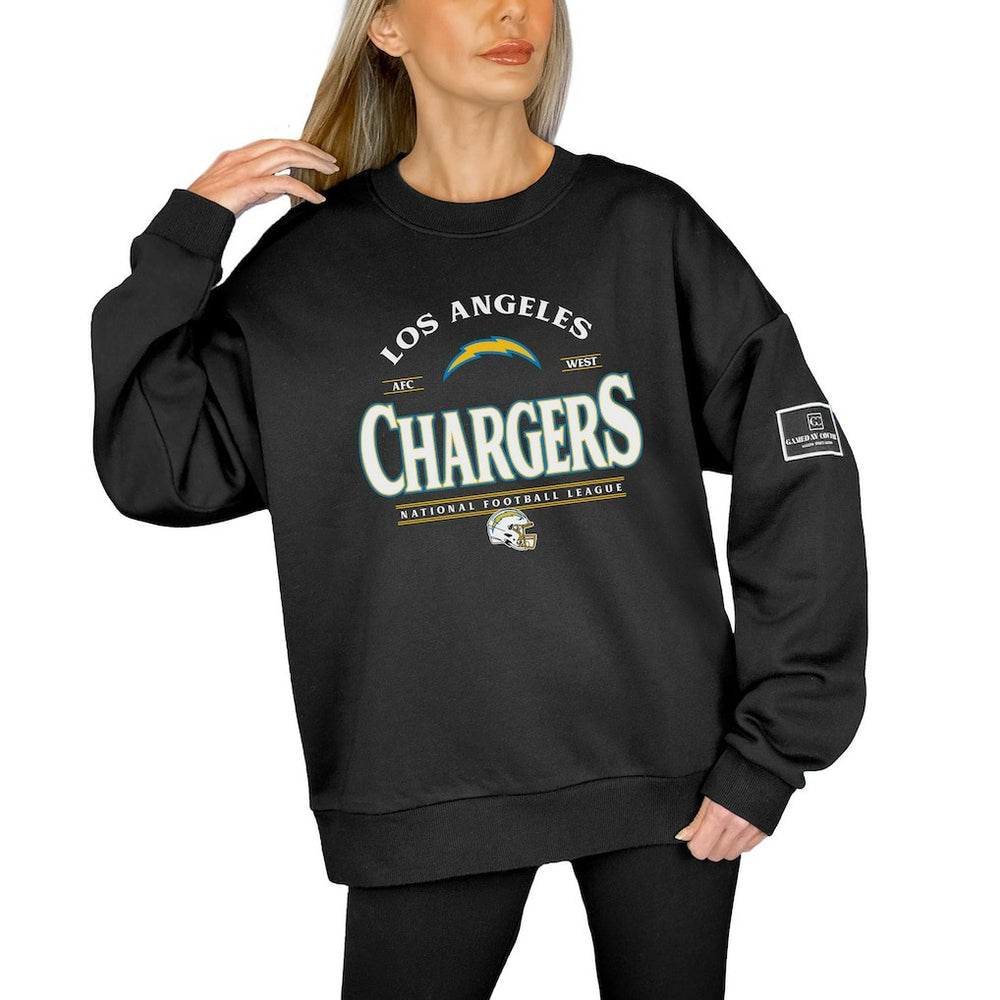 Gameday Couture Women's Oversized Players Only Black Label Pullover Sweatshirt - Los Angeles Chargers Pullover